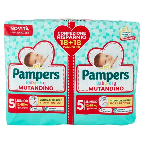 Pampers Baby-dry Mutandino Junior 18 + 18 pz